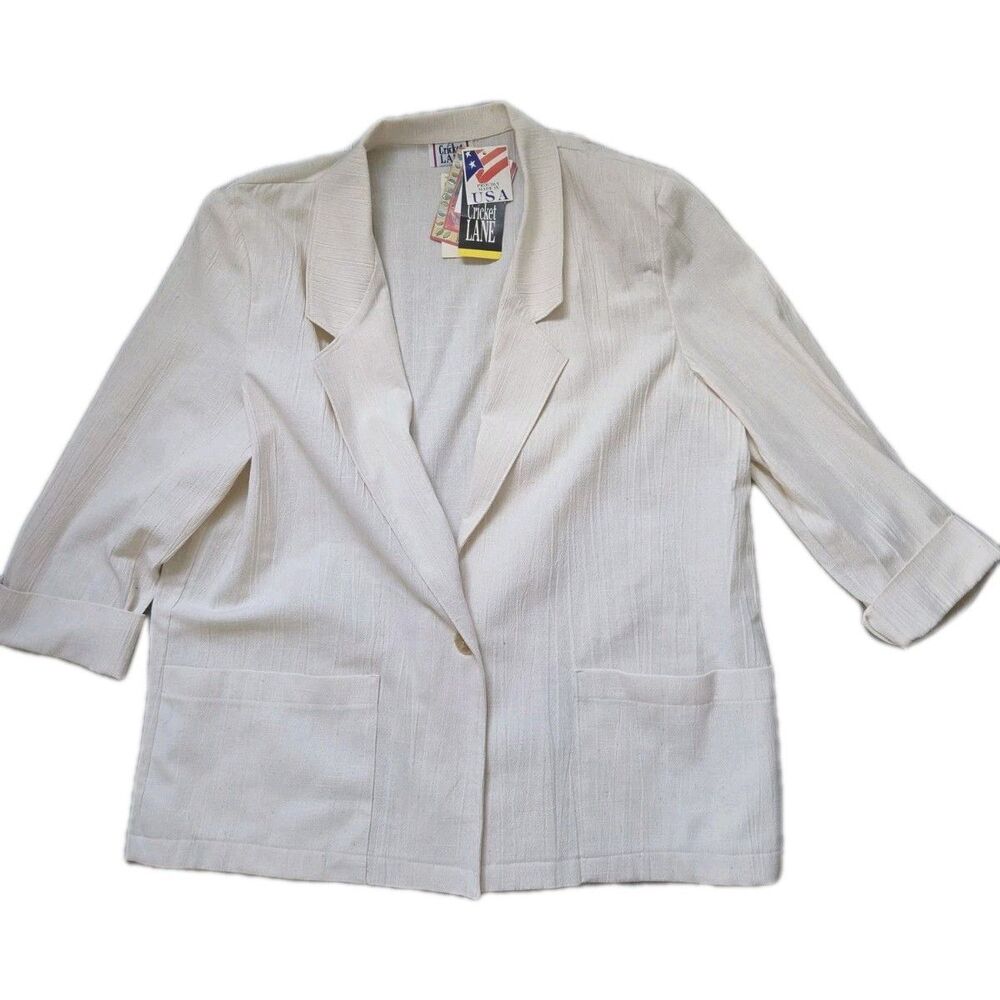 VTG NWT Cricket Lane Blazer Womens 20 Ivory Button Front Career Jacket USA Made